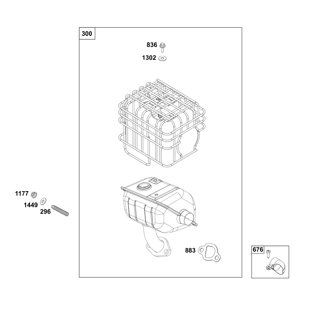 Exhaust Group Diagram and Parts List for 13R232-0039-H5 100000 - 19Z999 Briggs and Stratton Engine